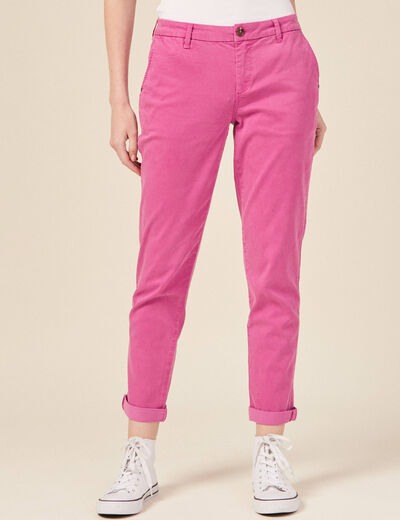 Pantalon chino Instinct rose framboise femme