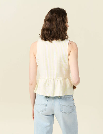 Blouse sans manches jaune pastel femme