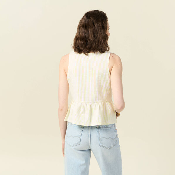 Blouse sans manches jaune pastel femme