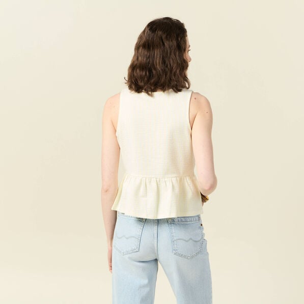 blouse sans manches jaune pastel femme Blouse sans manches jaune pastel femme