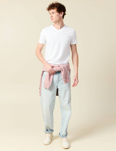 T-shirt col V homme Instinct blanc homme