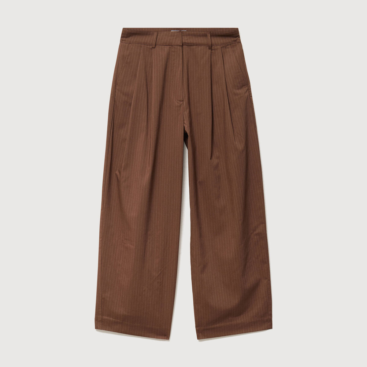 Pantalon large ray&eacute; taille standard marron fonc&eacute; femme