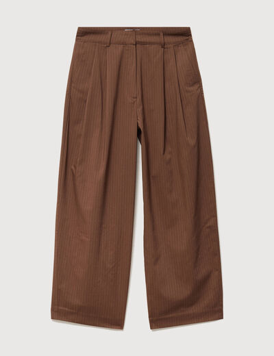 Pantalon large ray&eacute; taille standard marron fonc&eacute; femme