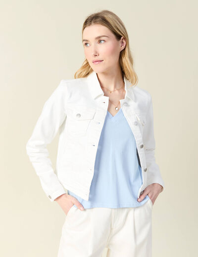Blouson en jean denim blanc femme