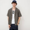 Chemise boyfriend manches courtes vert fonc&eacute; homme