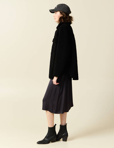 Manteau surchemise droit noir femme