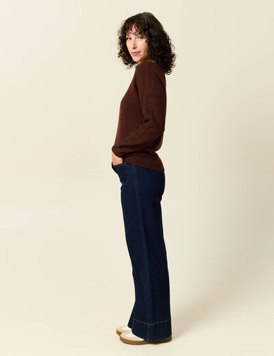 Pull manches longues marron femme