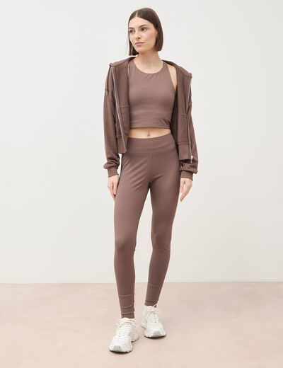 Sweat boyfriend &agrave; capuche marron femme