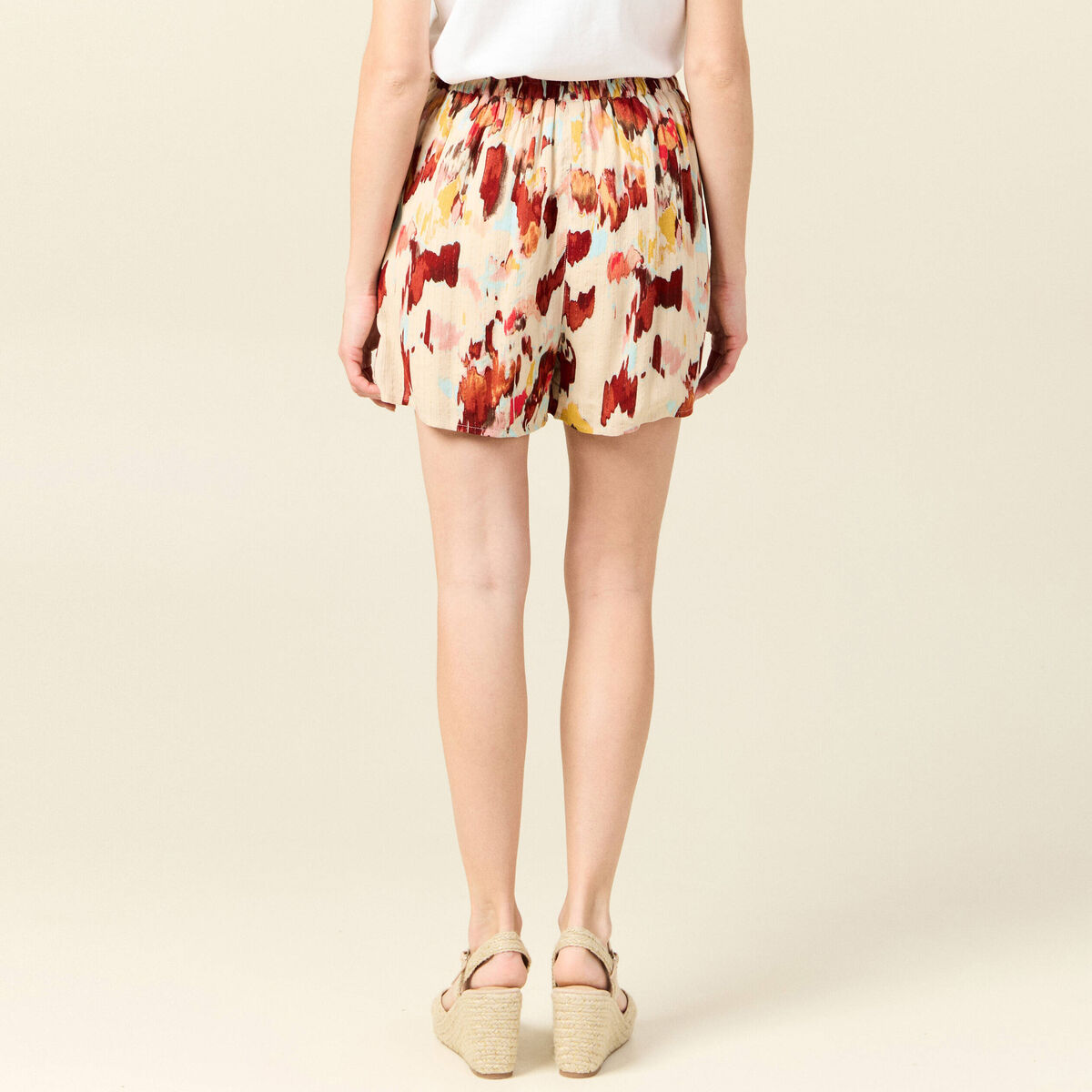 Jupe-short droite fluide sable femme
