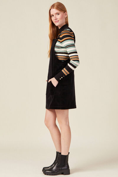 Robe chasuble trapèze velours noir femme