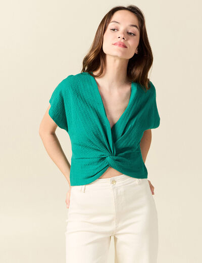 T-shirt manches courtes vert turquoise femme