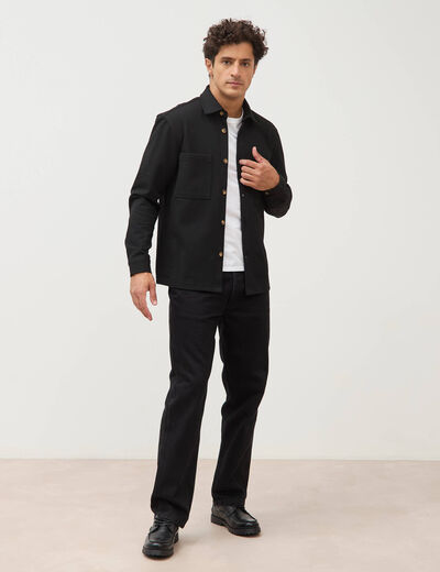 Surchemise droite col am&eacute;ricain noir homme