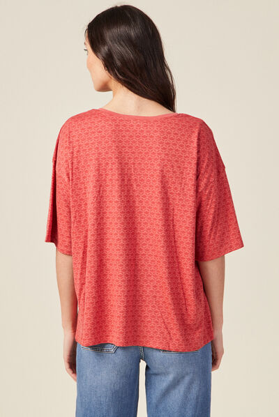 T-shirt manches courtes terracotta femme