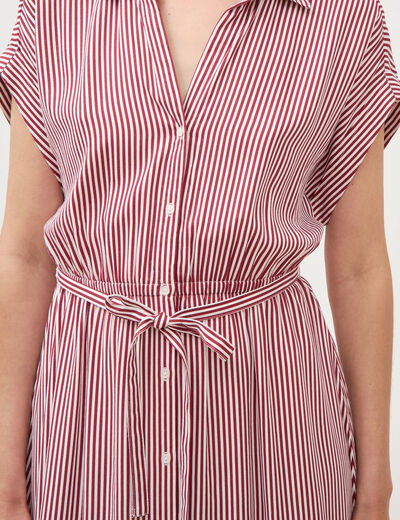 Robe longue &eacute;vas&eacute;e ceintur&eacute;e rouge fonc&eacute; femme