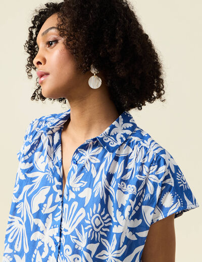 Blouse manches courtes bleu femme