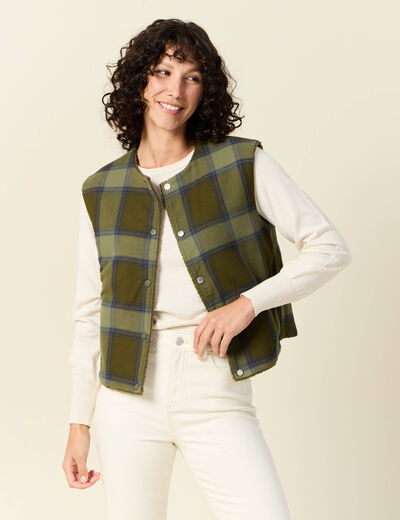 Gilet sans manches vert kaki femme