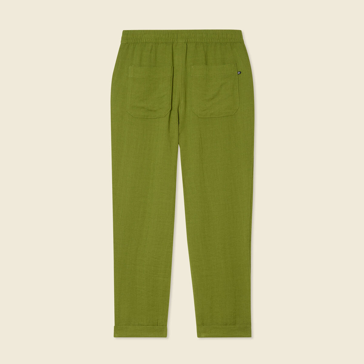 Pantalon carotte fluide vert olive femme