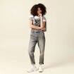 Salopette jeans taille standard denim snow gris femme