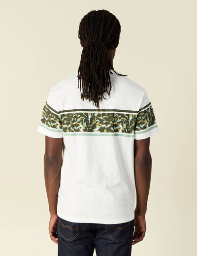 T-shirt coupe droite en coton col rond vert olive homme
