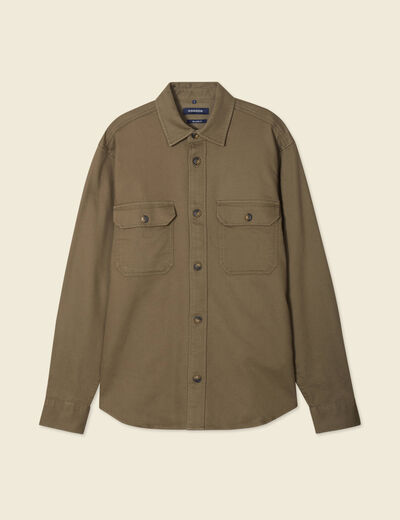 Surchemise manches longues vert kaki homme