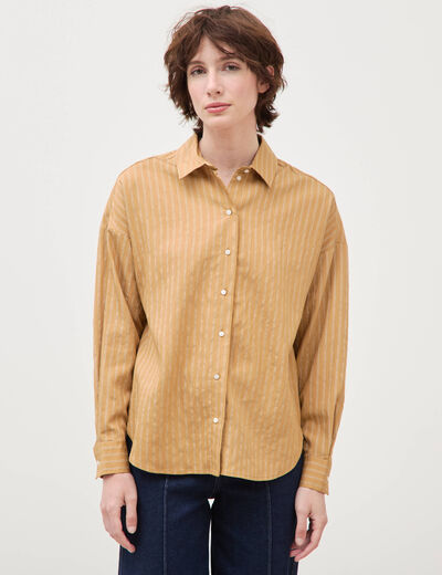 Chemise manches longues fluide camel femme