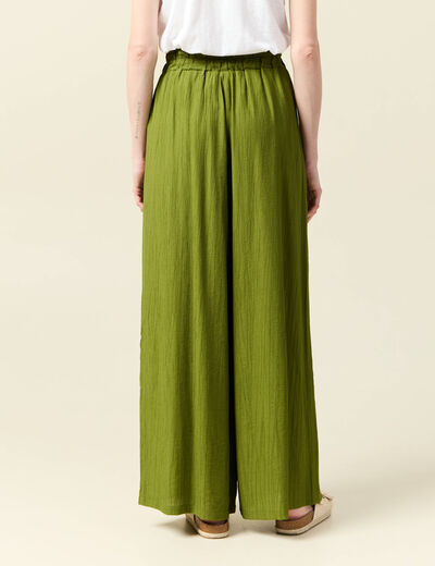 Pantalon large vert olive femme