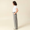 Pantalon taille haute fluide gris clair femme