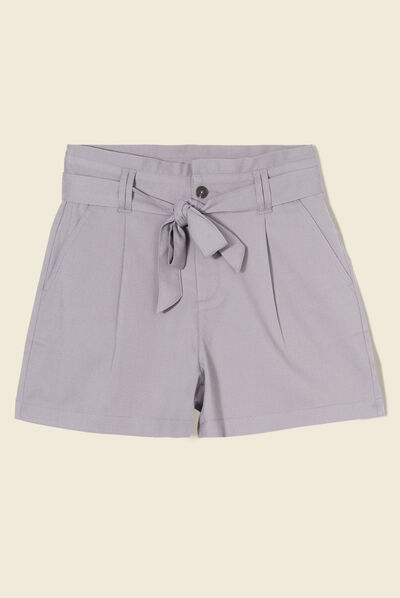 Short paperbag à pinces gris femme