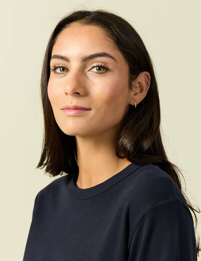 T-shirt en coton manches longues bleu marine femme