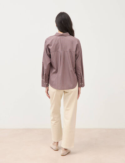 Chemise ample manches longues fluide marron femme
