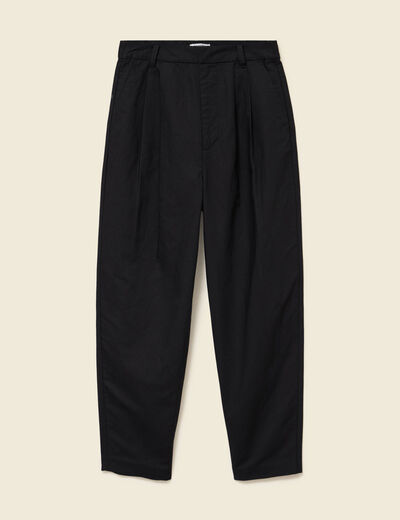Pantalon barrel coupe loose taille haute noir femme