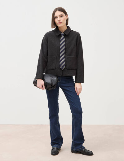 Jeans bootcut taille haute denim brut femme