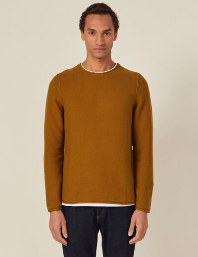 Pull manches longues marron homme