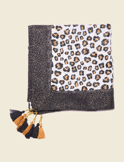 Foulard à pampilles noir femme