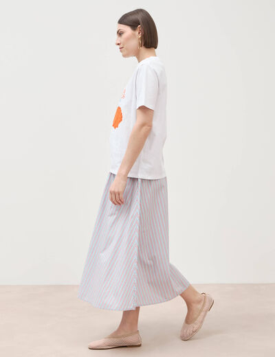 T-shirt droit col rond manches courtes blanc femme