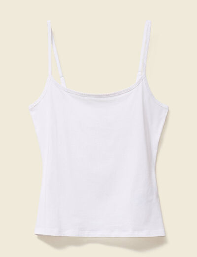 D&eacute;bardeur cintr&eacute; d&eacute;collet&eacute; bretelles blanc femme