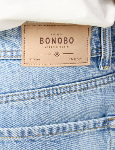 Short straight en jean denim bleach homme