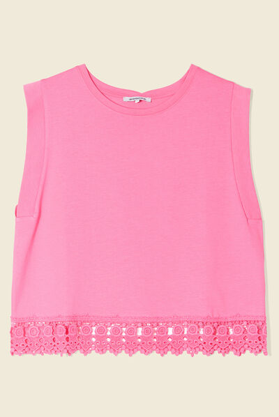 Débardeur bretelles larges rose fushia femme