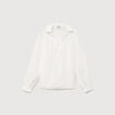 Chemise droite col rond manches longues ecru femme