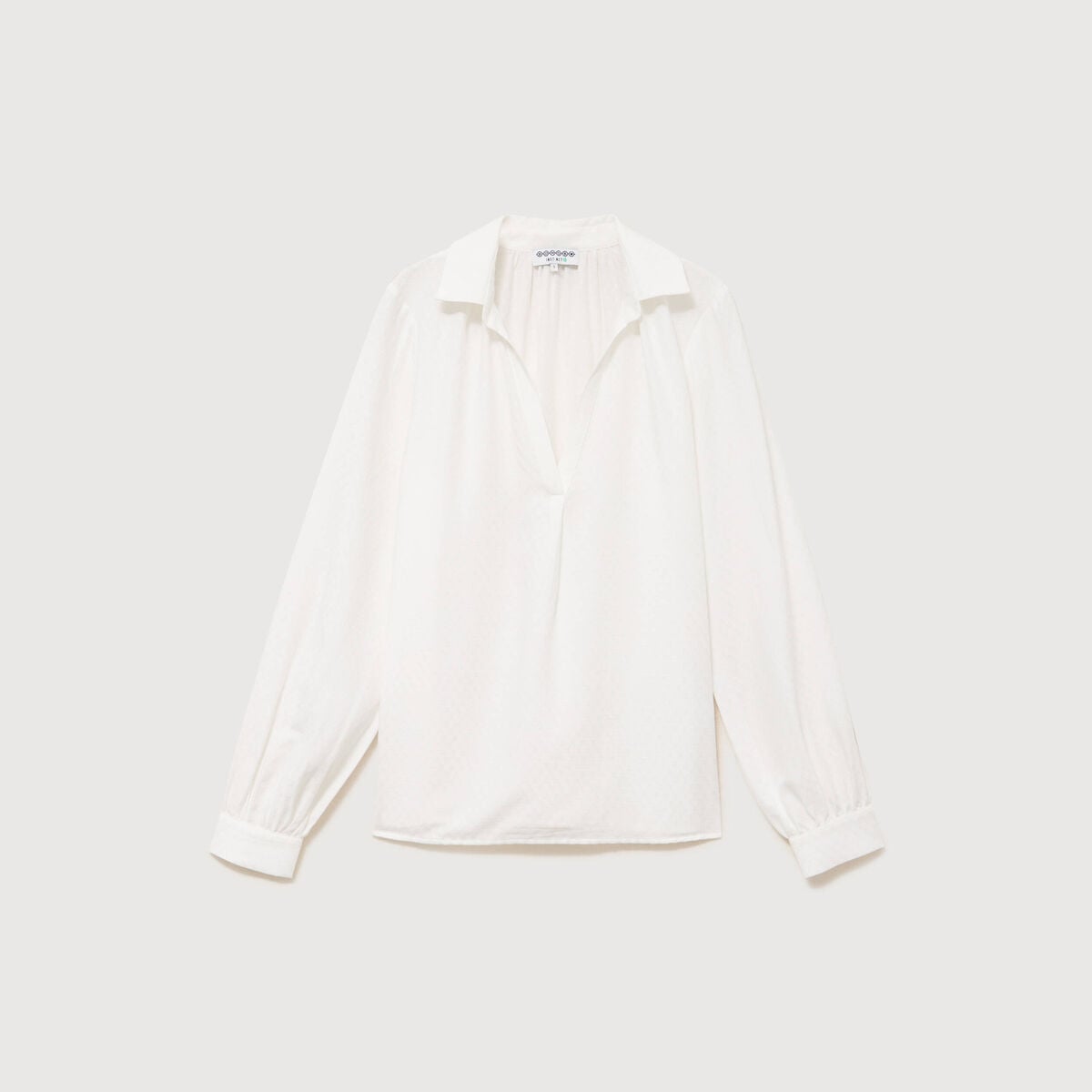 Chemise droite col rond manches longues ecru femme