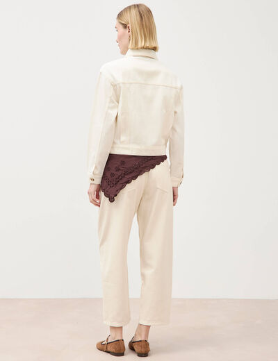 Blouson oversize manches longues denim blanc femme
