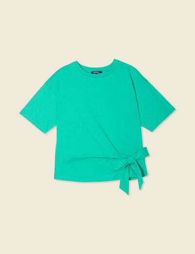 T-shirt manches courtes noeud vert femme