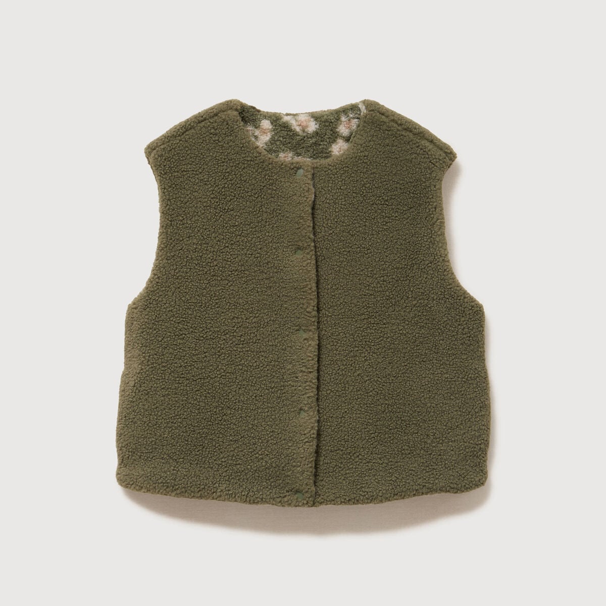 Gilet sans manches r&eacute;versible vert kaki femme