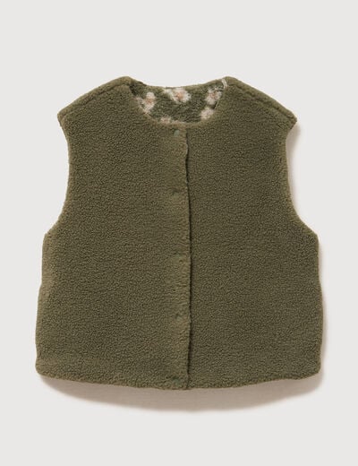Gilet sans manches r&eacute;versible vert kaki femme
