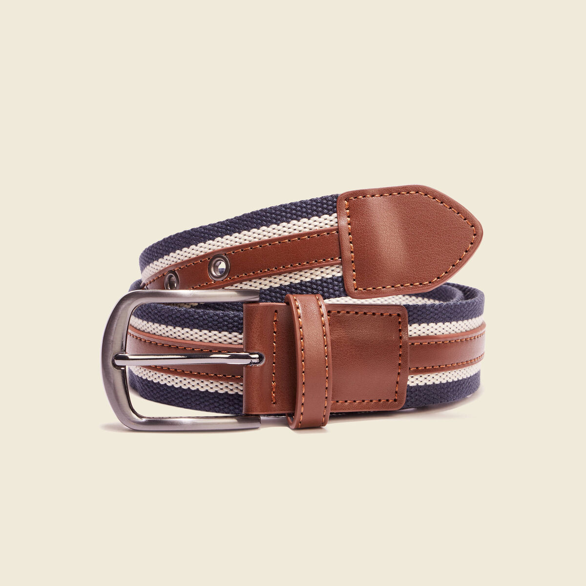 Ceinture en cuir bleu marine homme