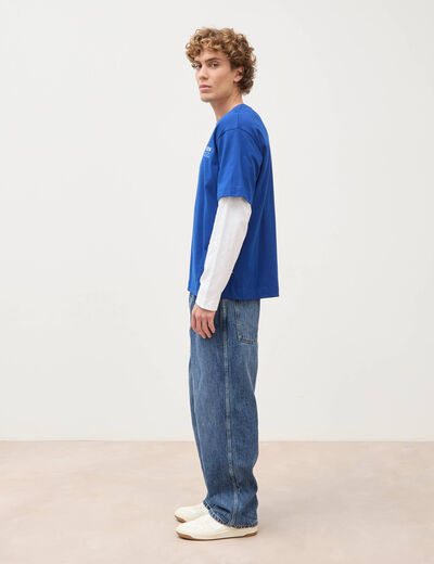 T-shirt ample en coton manches courtes bleu electrique homme