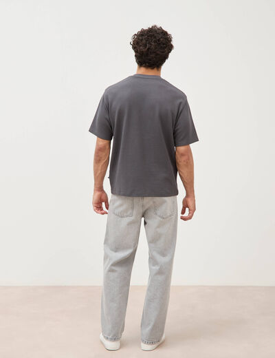 T-shirt ras de cou manches courtes gris fonc&eacute; homme