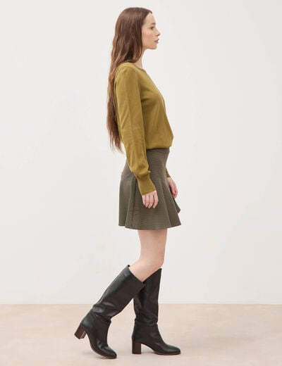 Mini-jupe patineuse doubl&eacute;e noir femme