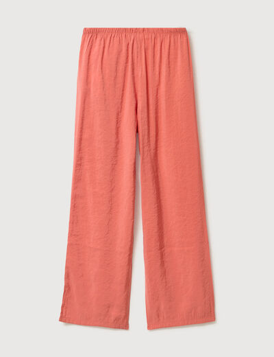 Pantalon large taille standard fluide rouge fonc&eacute; femme