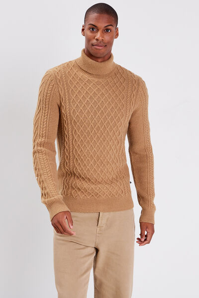 Pull manches longues beige homme